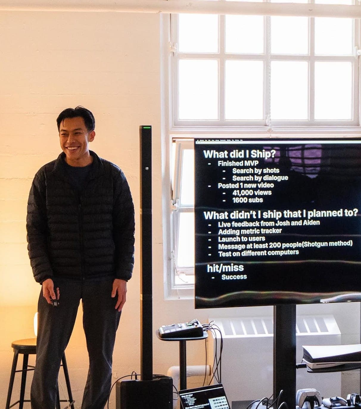 Will presenting a slide titled What did I ship?